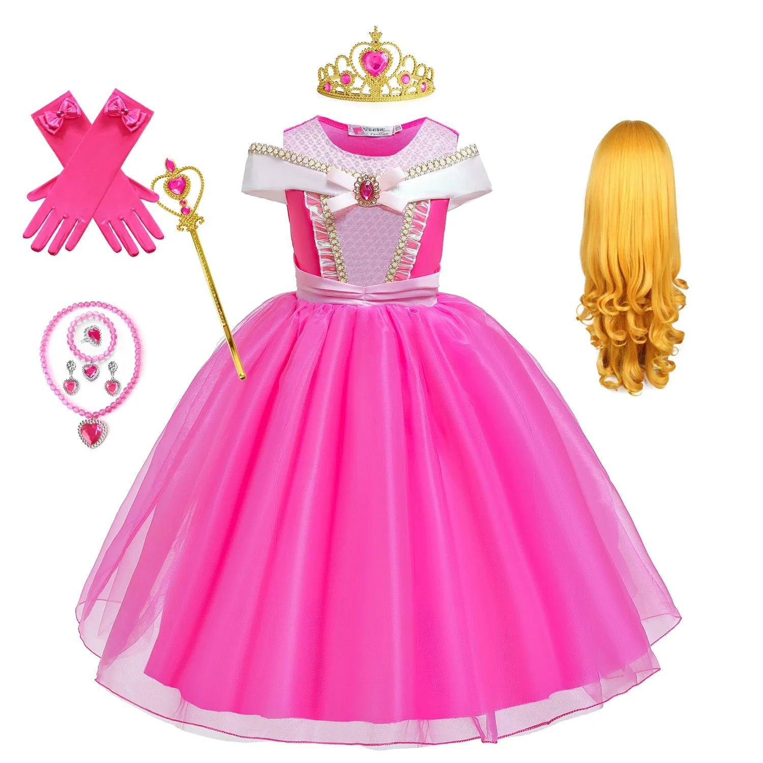 Fantasia Infantil Princesa Aurora Completa com Acessórios