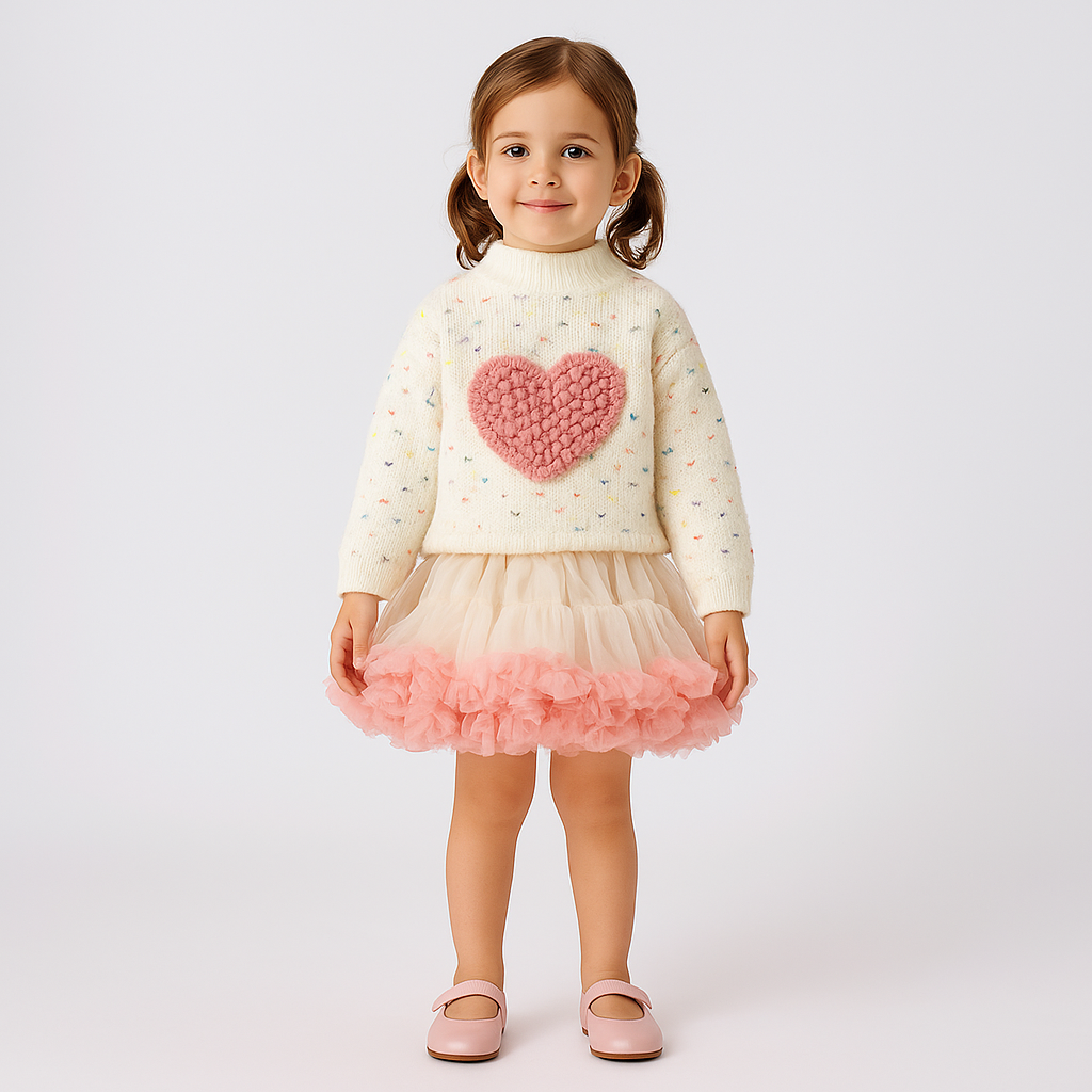 Conjunto Infantil Coração Tutu