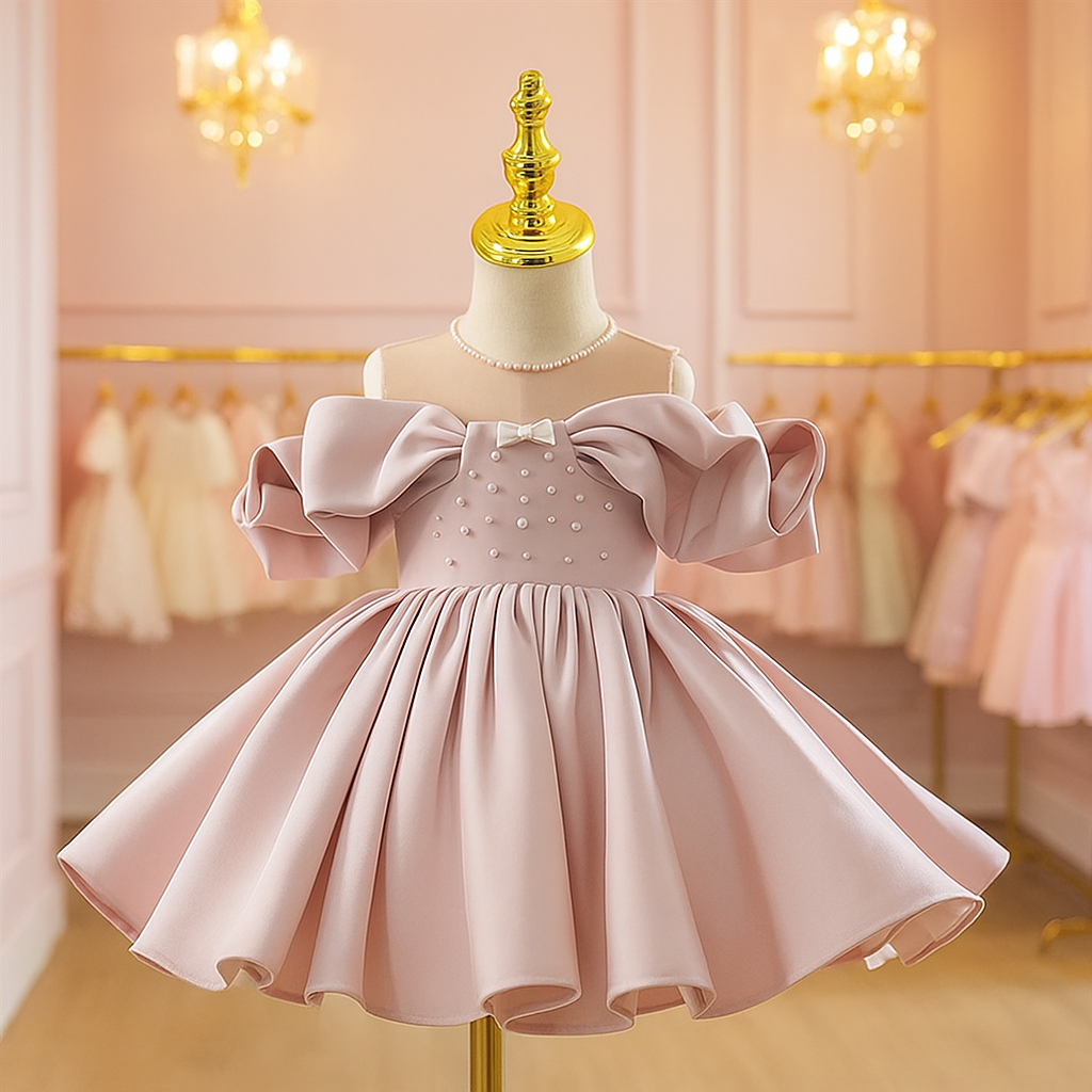 Vestido Infantil de Festa Rosé