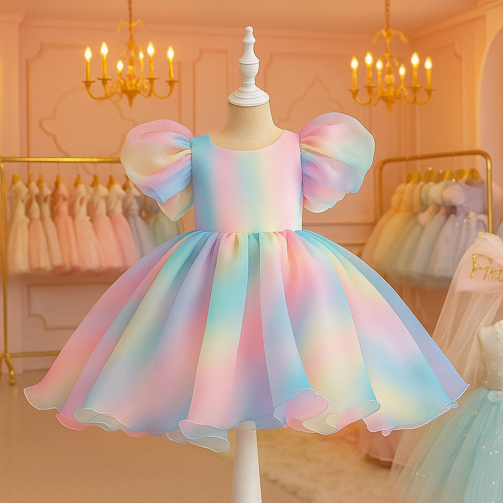 Vestido de Festa Infantil Arco-Íris