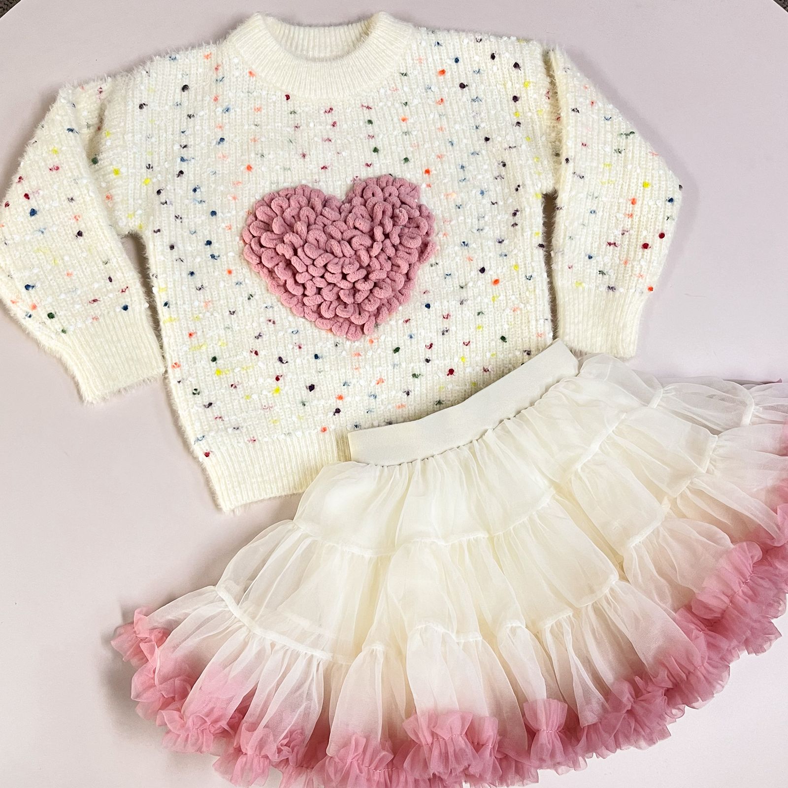 Conjunto Infantil Coração Tutu