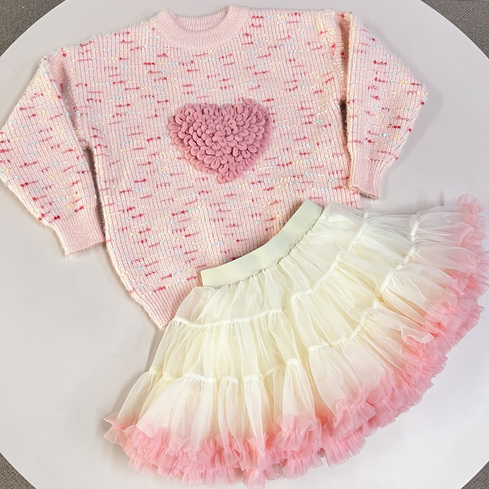 Conjunto Infantil Coração Tutu