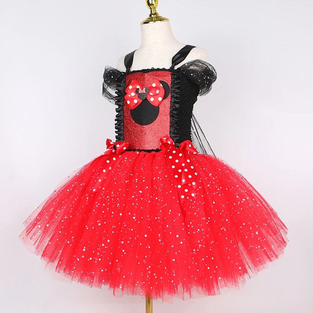 Fantasia Infantil Minnie Vermelha Tule
