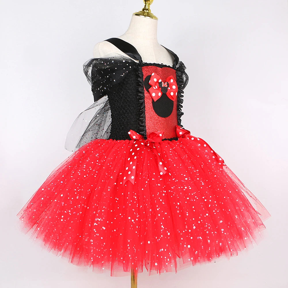 Fantasia Infantil Minnie Vermelha Tule