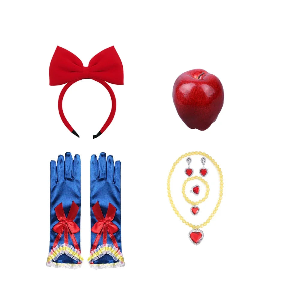 Kit de Acessórios Branca de Neve com Peruca, Tiara, Luvas e Varinha