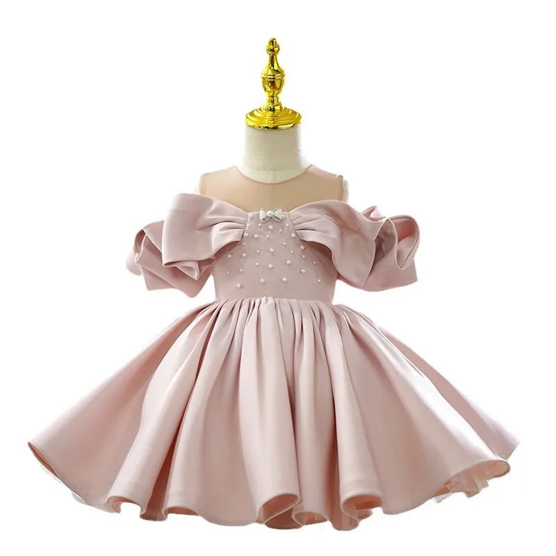 Vestido Infantil de Festa Rosé
