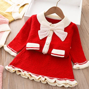 Conjunto Infantil Inverno Vermelho com Laço