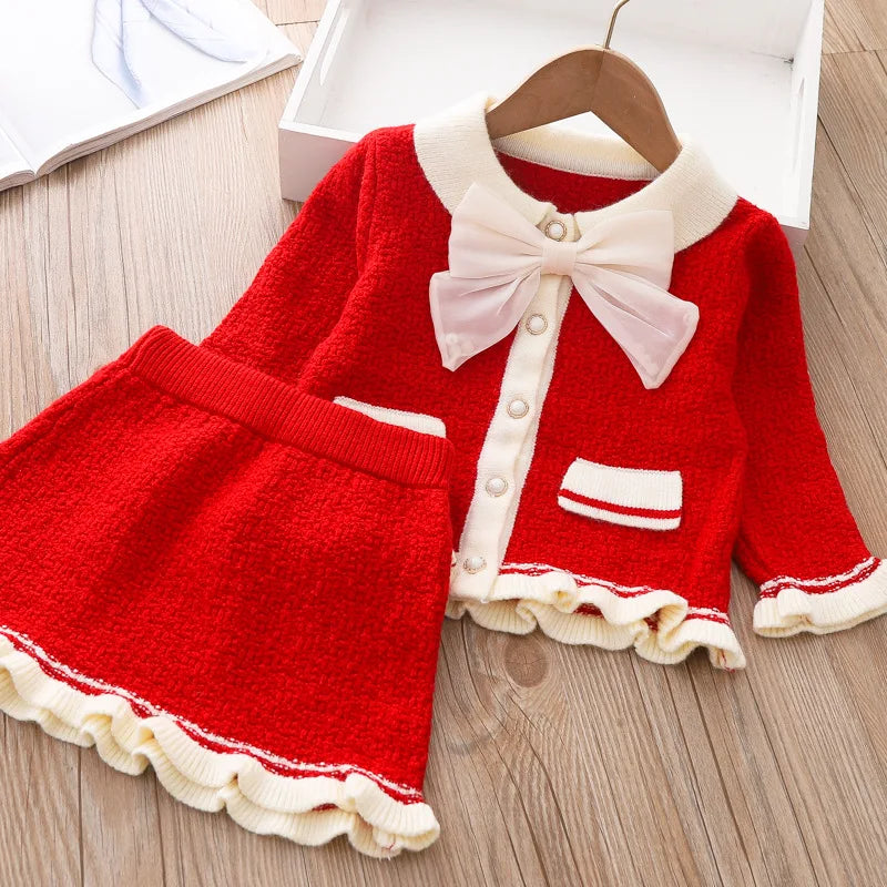Conjunto Infantil Inverno Vermelho com Laço