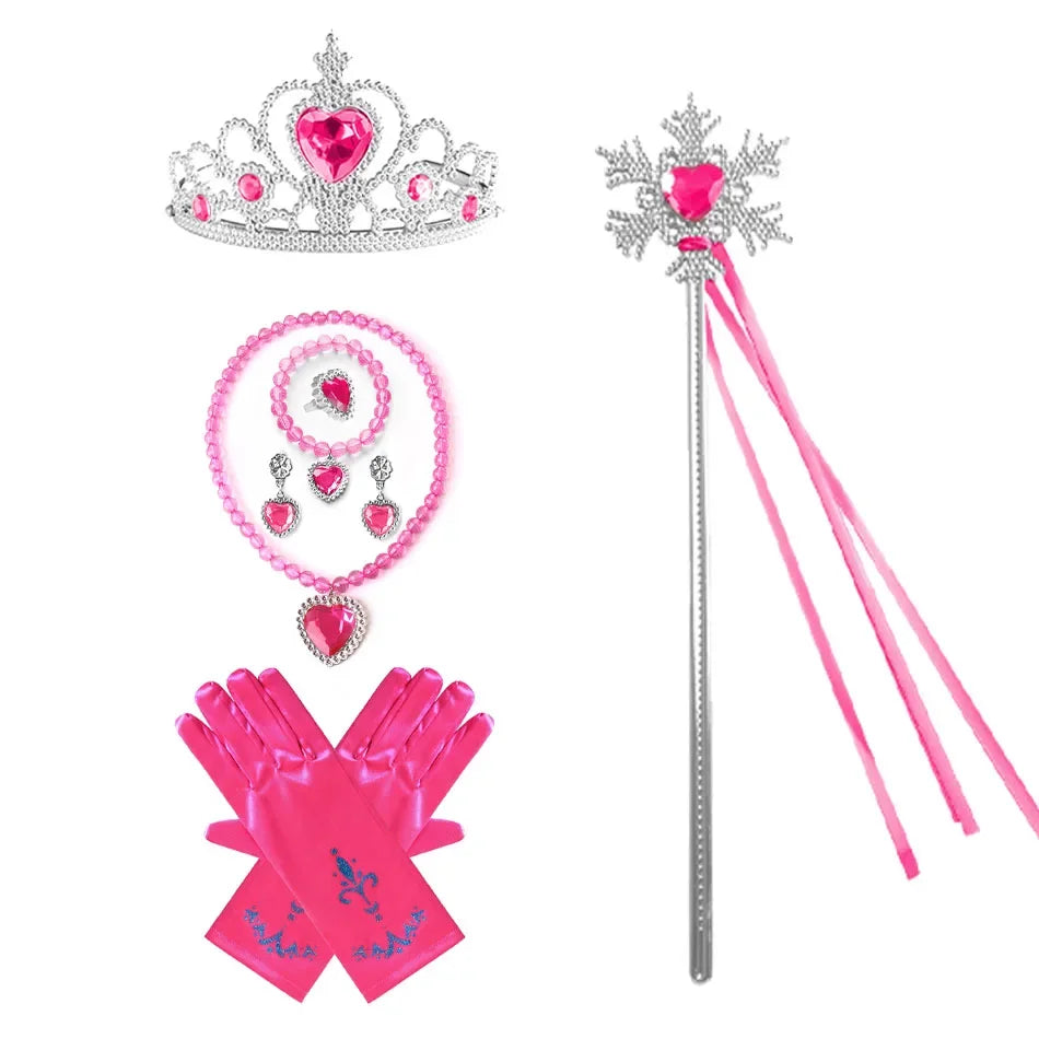 Kit de Acessórios Princesa Anna Frozen com Peruca, Tiara, Varinha e Luvas