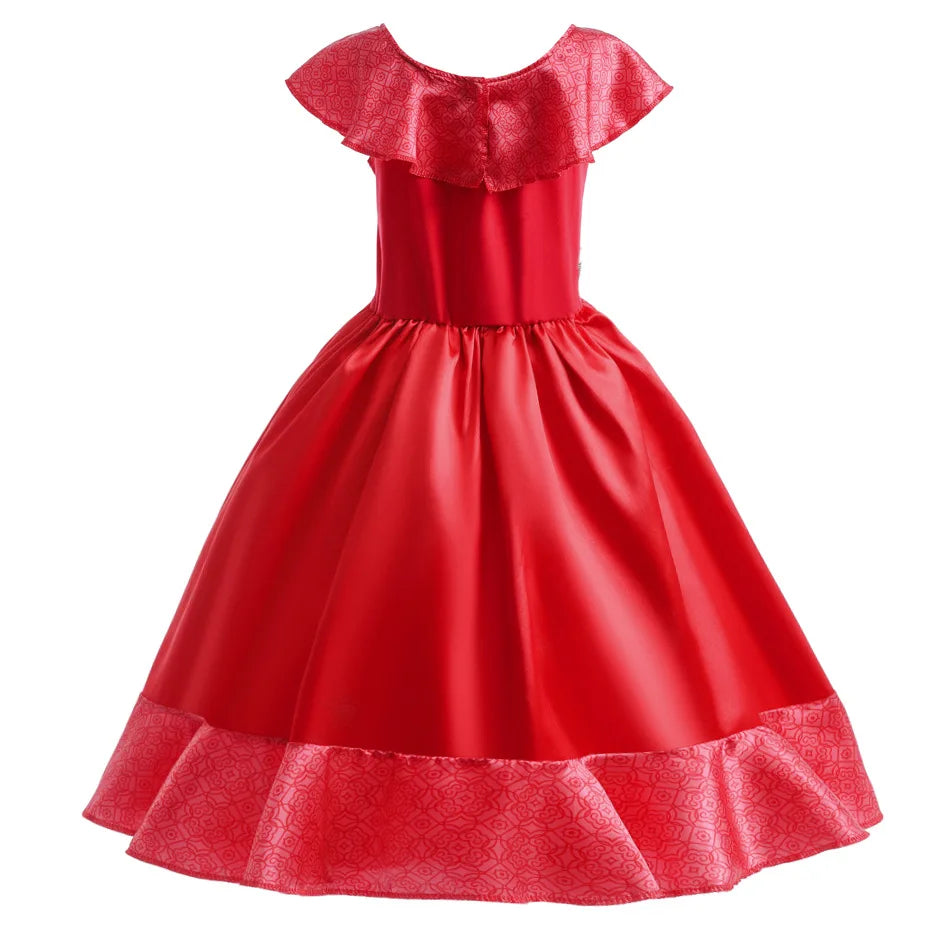 Fantasia de Princesa Vermelha Infantil Princesa do Sol com Tiara