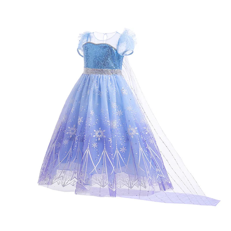 Vestido de Princesa Floco de Neve com Saia de Luz LED