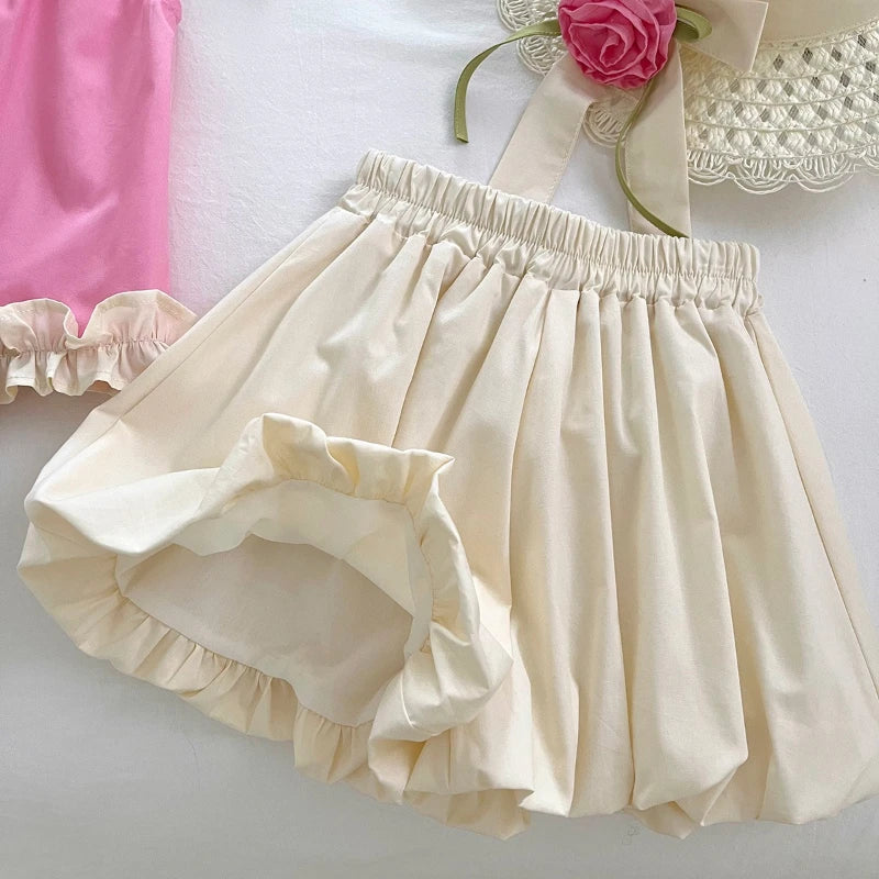 Conjunto Infantil Rosa com Flores Aplicadas