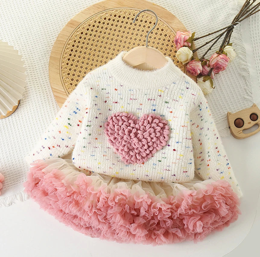 Conjunto Infantil Coração Tutu