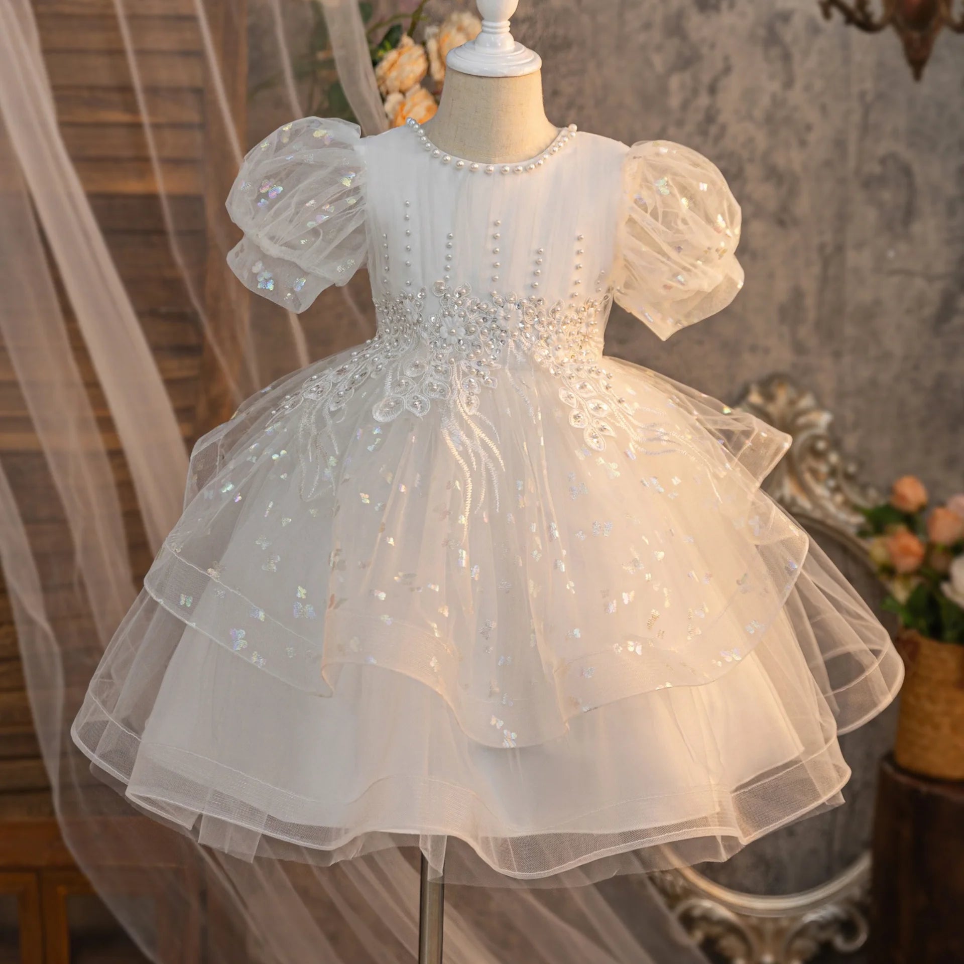 Vestido Infantil de Festa Princesa Bordado - Cores