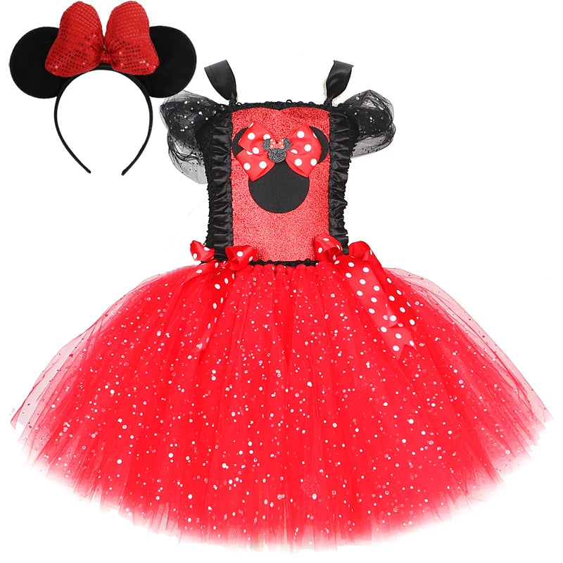 Fantasia Infantil Minnie Vermelha Tule