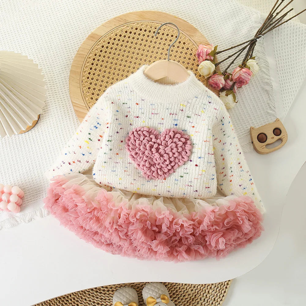 Conjunto Infantil Coração Tutu