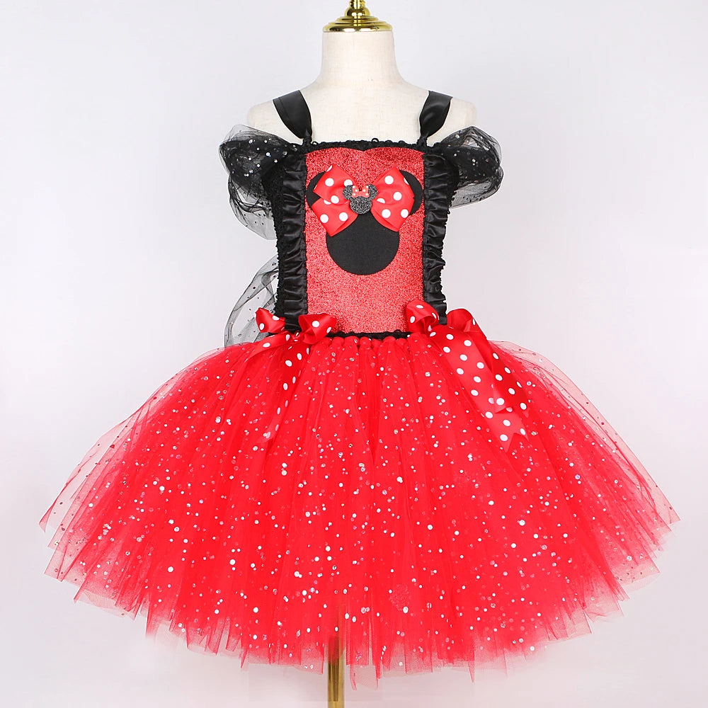 Fantasia Infantil Minnie Vermelha Tule