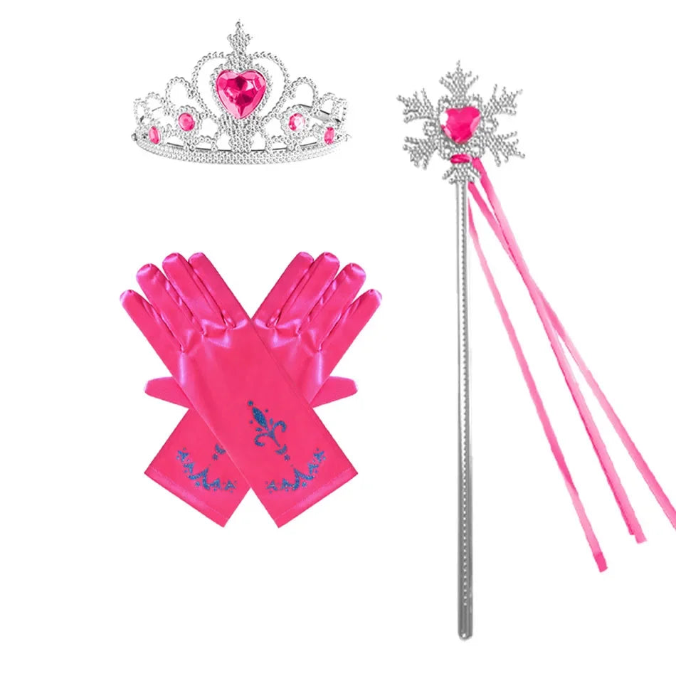 Kit de Acessórios Princesa Anna Frozen com Peruca, Tiara, Varinha e Luvas