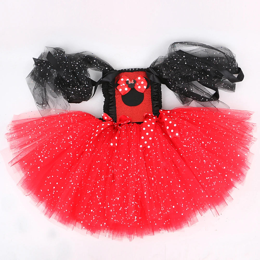 Fantasia Infantil Minnie Vermelha Tule