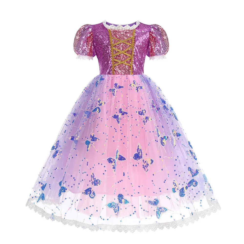 Vestido de Princesa Borboleta com Saia de Luz LED