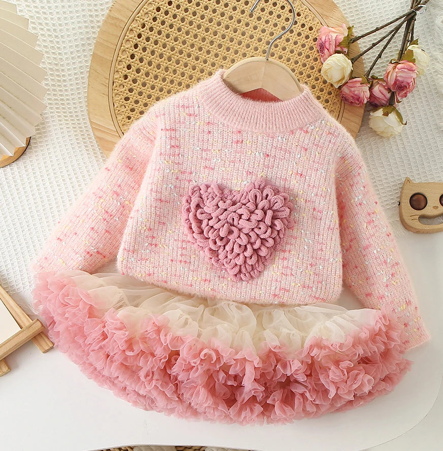 Conjunto Infantil Coração Tutu