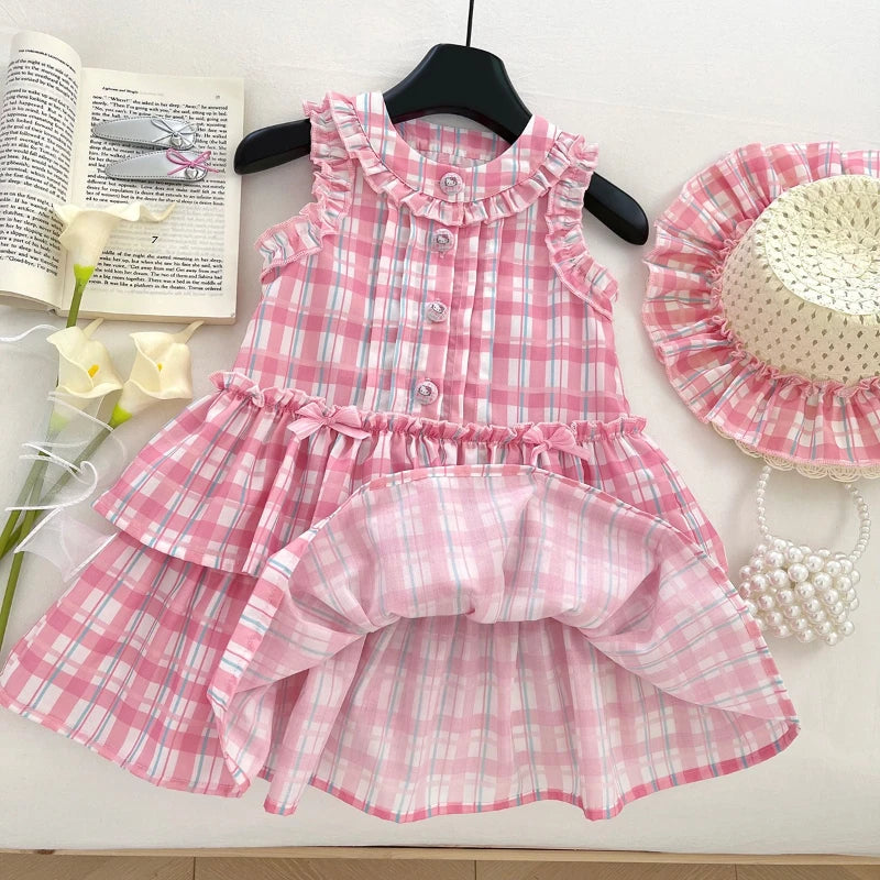 Vestido Xadrez Rosa Infantil