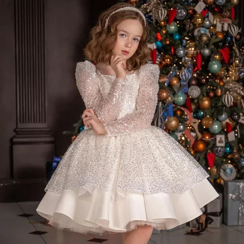 Vestido de Festa Infantil Encanto de Cristal Off White