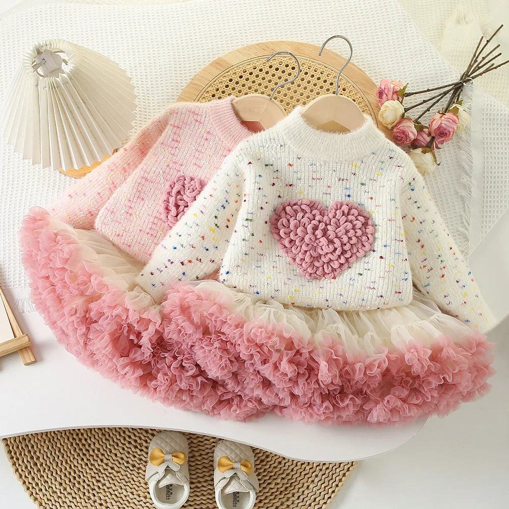 Conjunto Infantil Coração Tutu