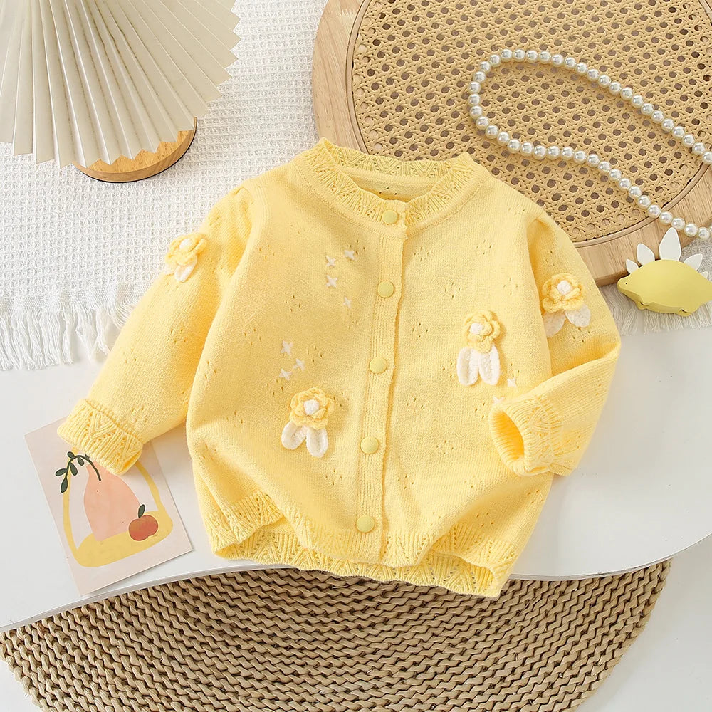 Conjunto Infantil Feminino Tricô Flor com Saia Tutu
