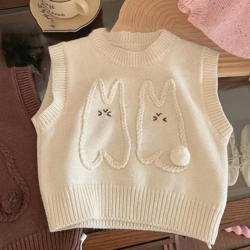 Conjunto Infantil Tricô e Jeans Coelhinho
