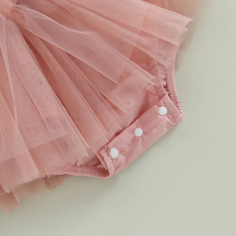 Romper Bebê Tule Rosa Encantado com Faixinha