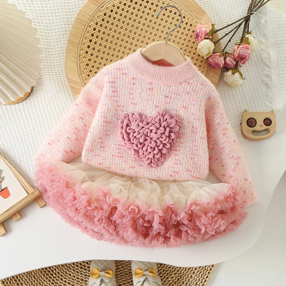 Conjunto Infantil Coração Tutu