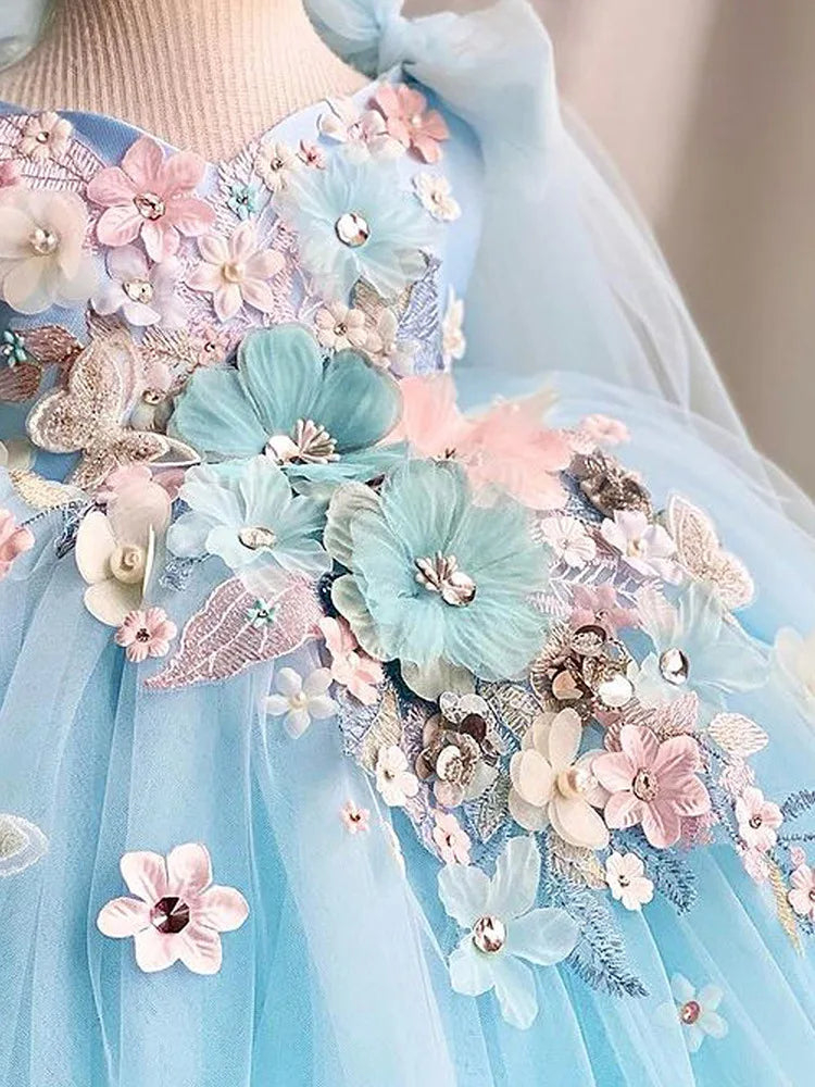 Vestido Infantil Encanto Floral Azul