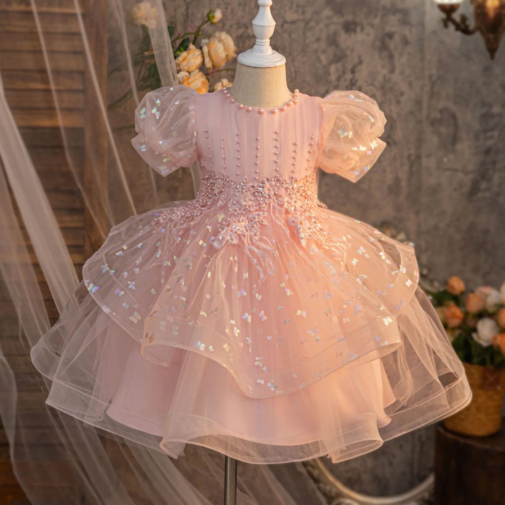 Vestido Infantil de Festa Princesa Bordado - Cores