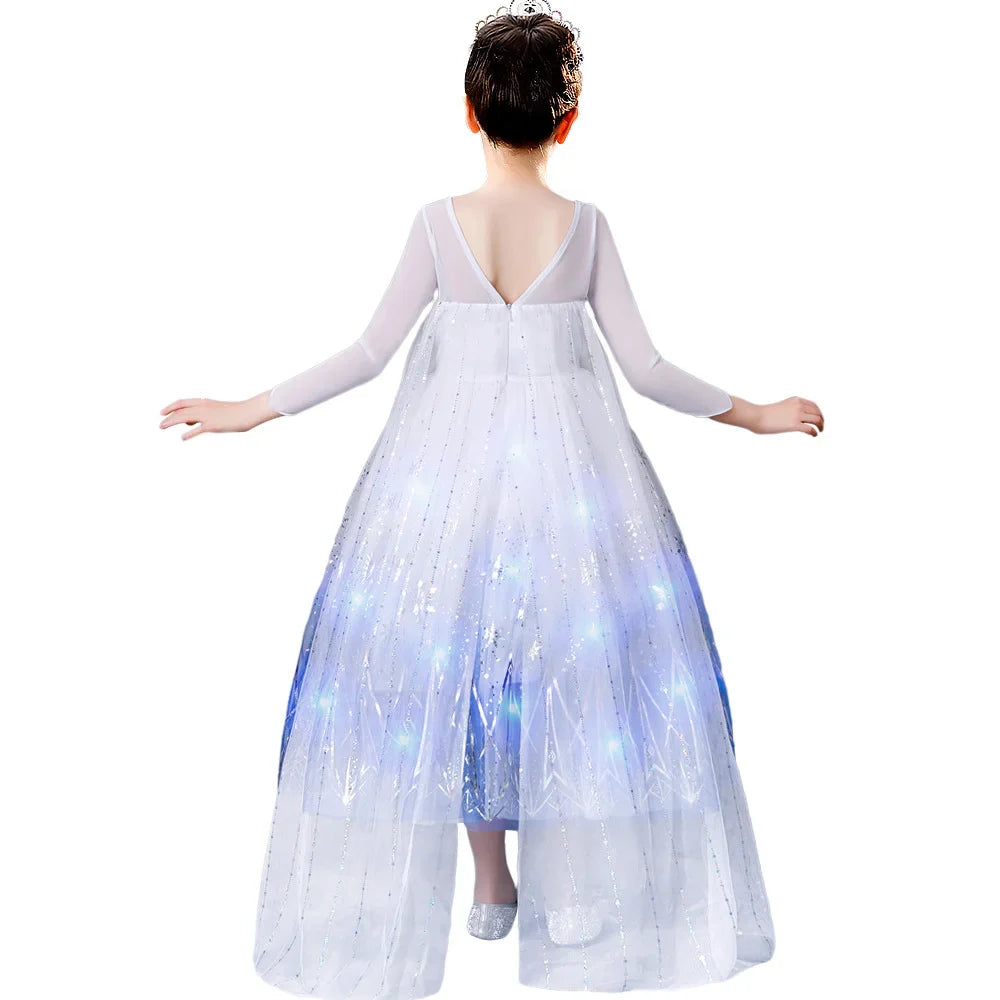 Vestido Infantil Frozen com Luzes LED