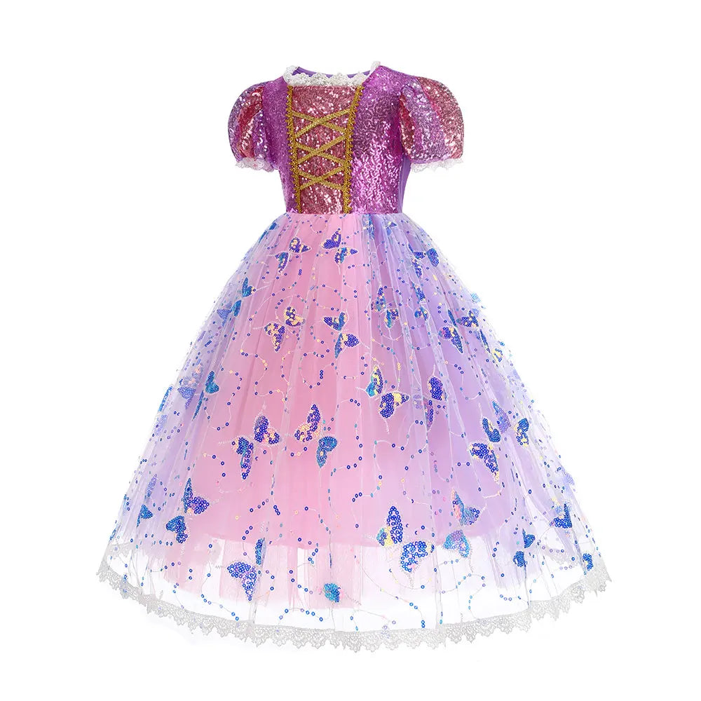 Vestido de Princesa Borboleta com Saia de Luz LED
