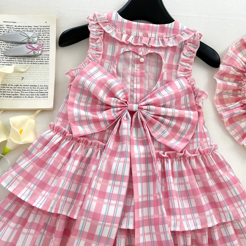 Vestido Xadrez Rosa Infantil