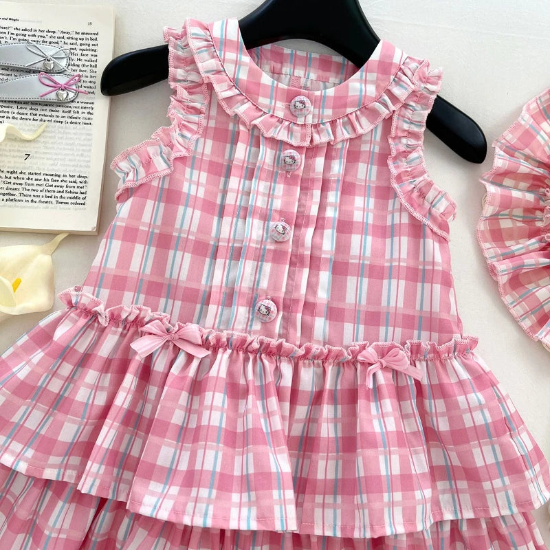Vestido Xadrez Rosa Infantil