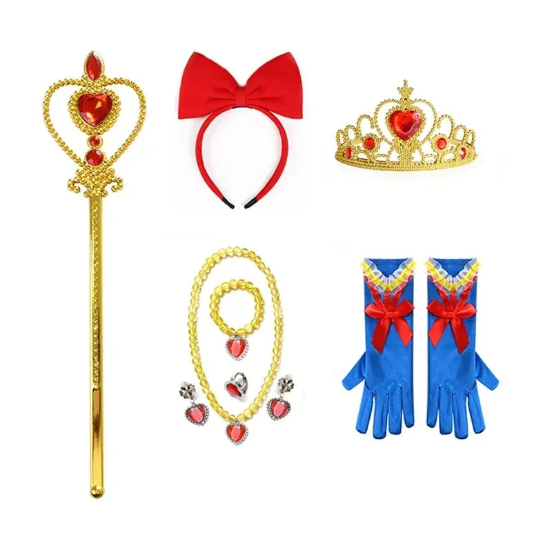 Kit de Acessórios Branca de Neve com Peruca, Tiara, Luvas e Varinha