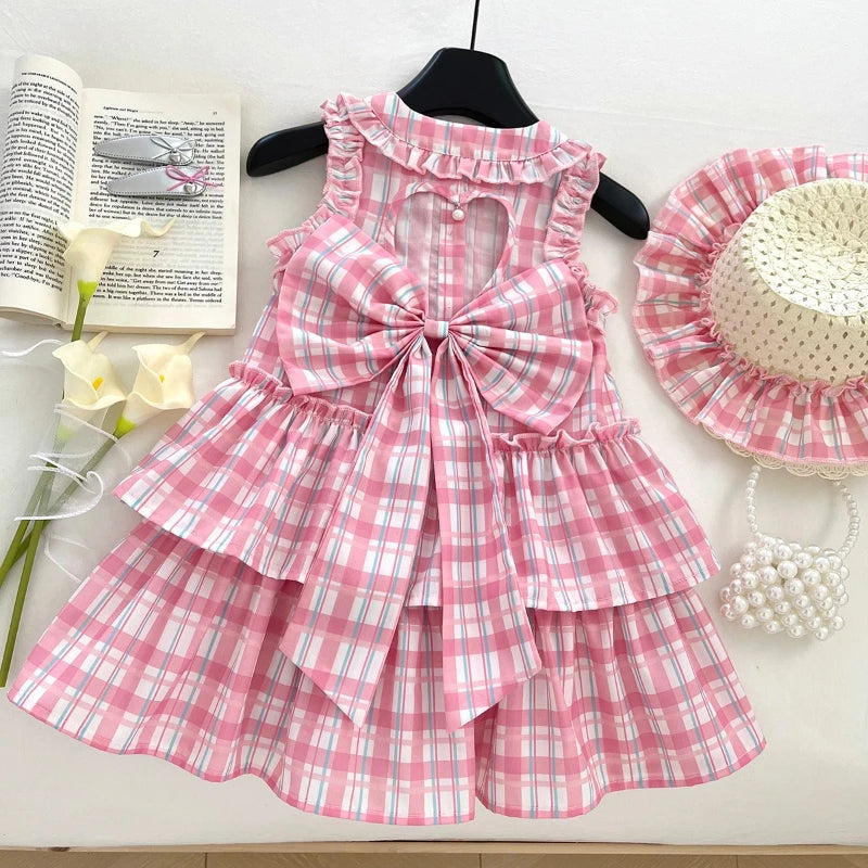 Vestido Xadrez Rosa Infantil