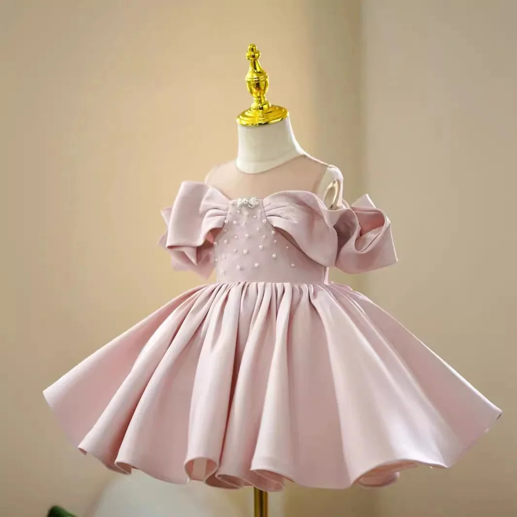 Vestido Infantil de Festa Rosé
