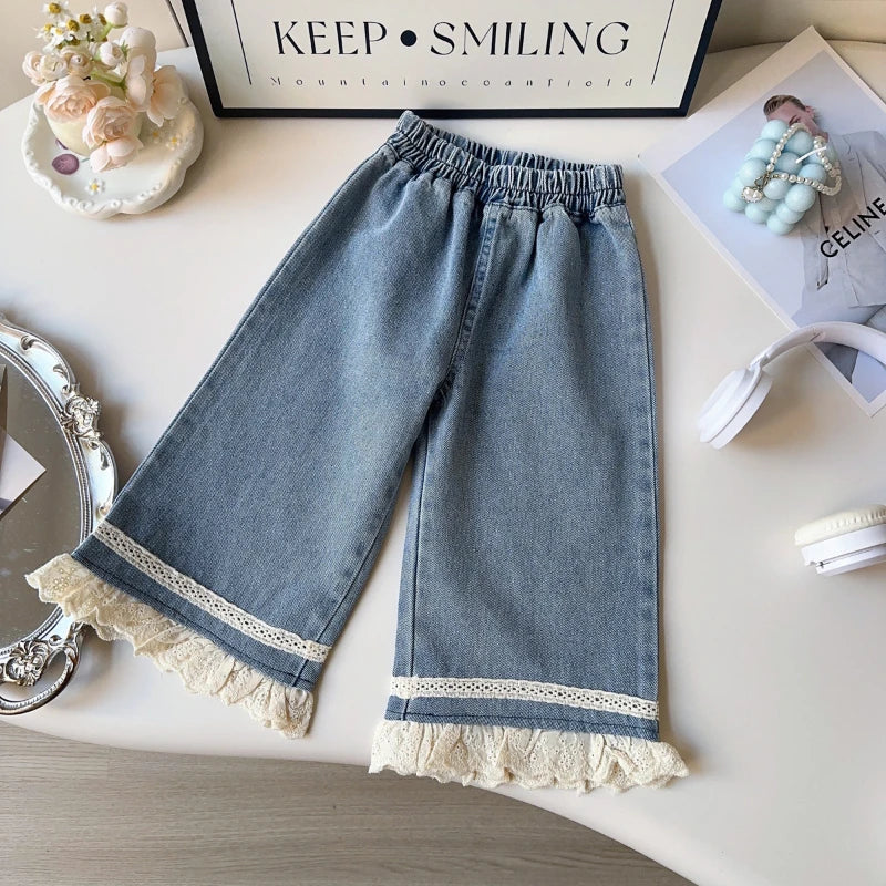 Conjunto Jeans Infantil com Renda Delicada