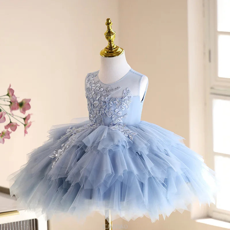 Vestido de Festa Infantil Azul