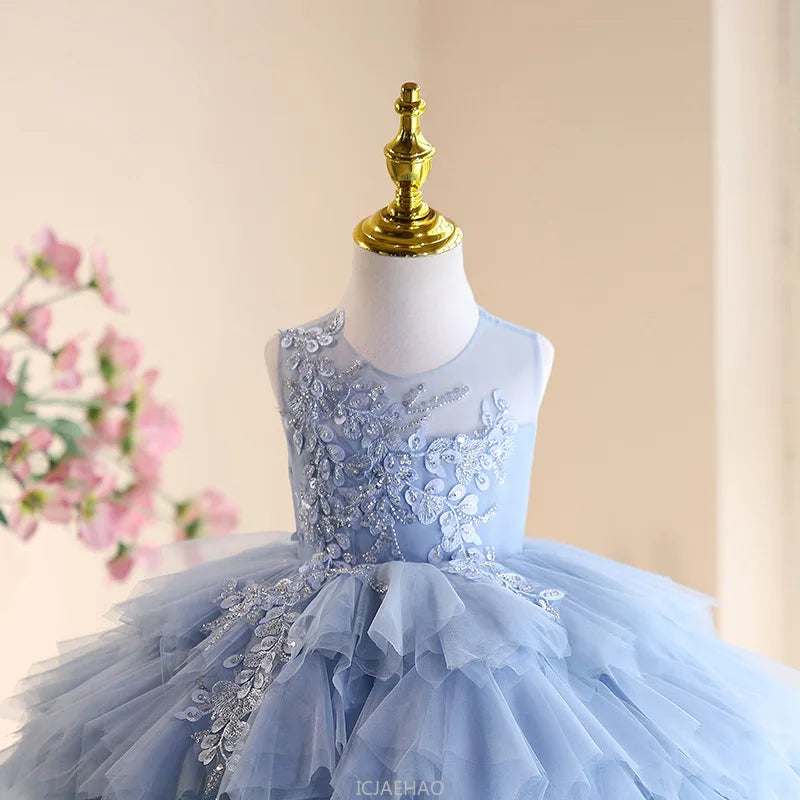 Vestido de Festa Infantil Azul