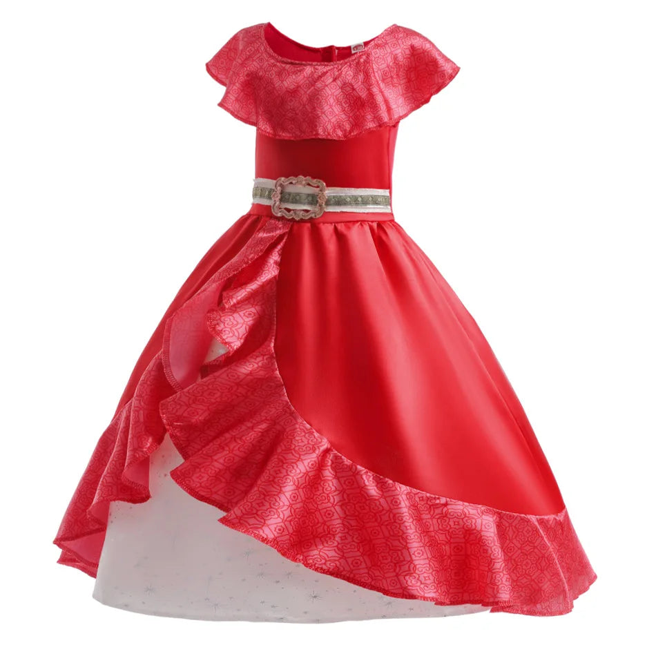 Fantasia de Princesa Vermelha Infantil Princesa do Sol com Tiara