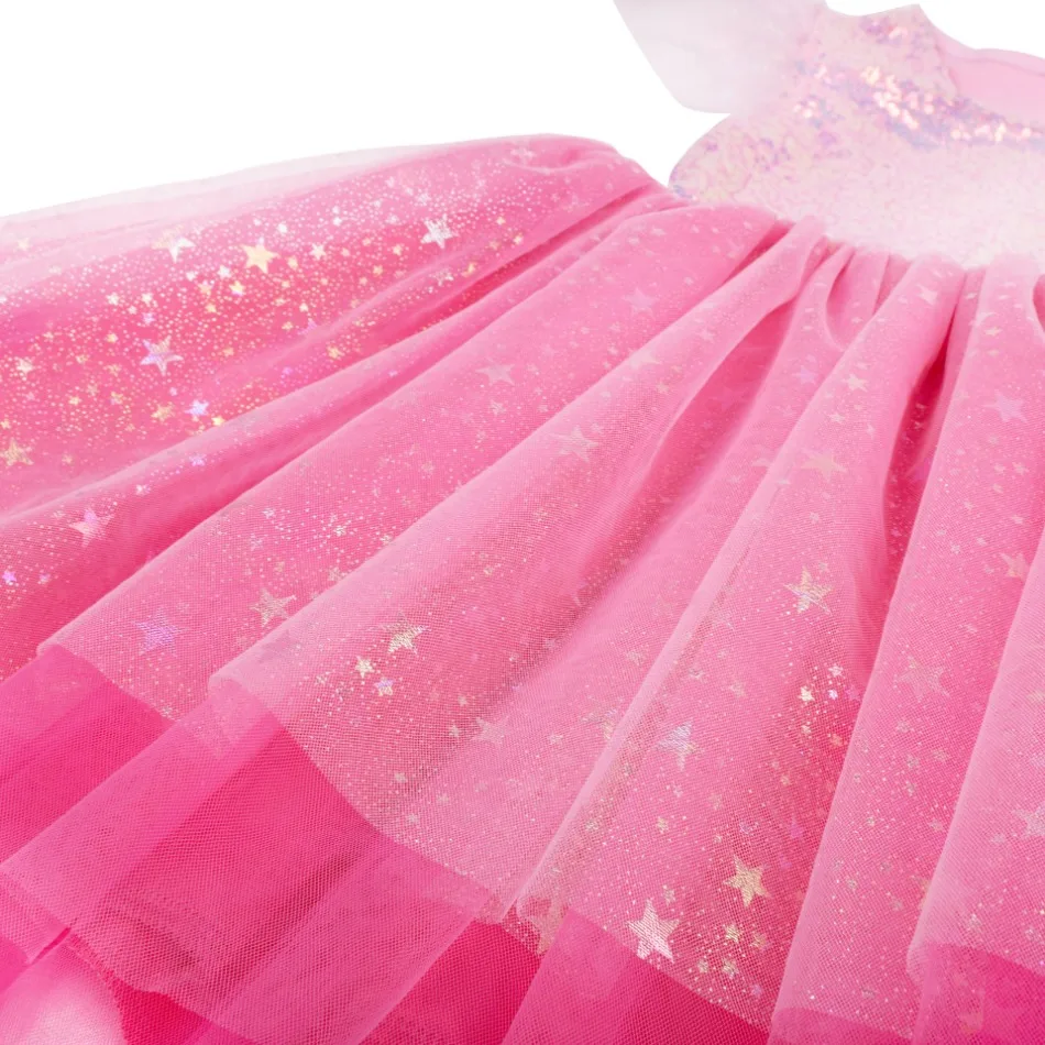 Vestido Infantil Barbie Glamour Rosa com Tiara