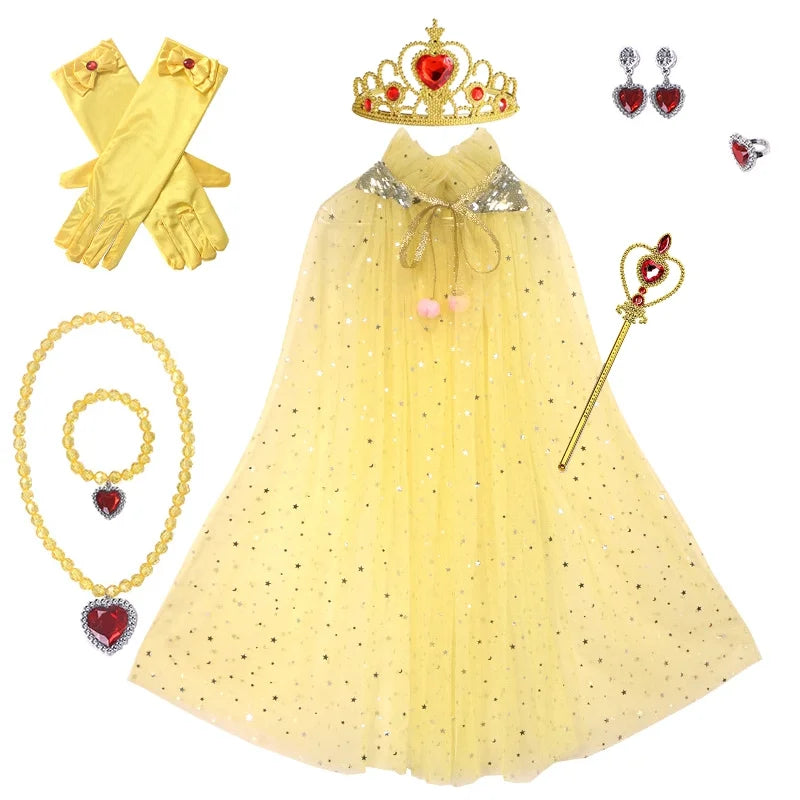 Conjunto de Princesa Coração Dourado com Capa e Acessórios