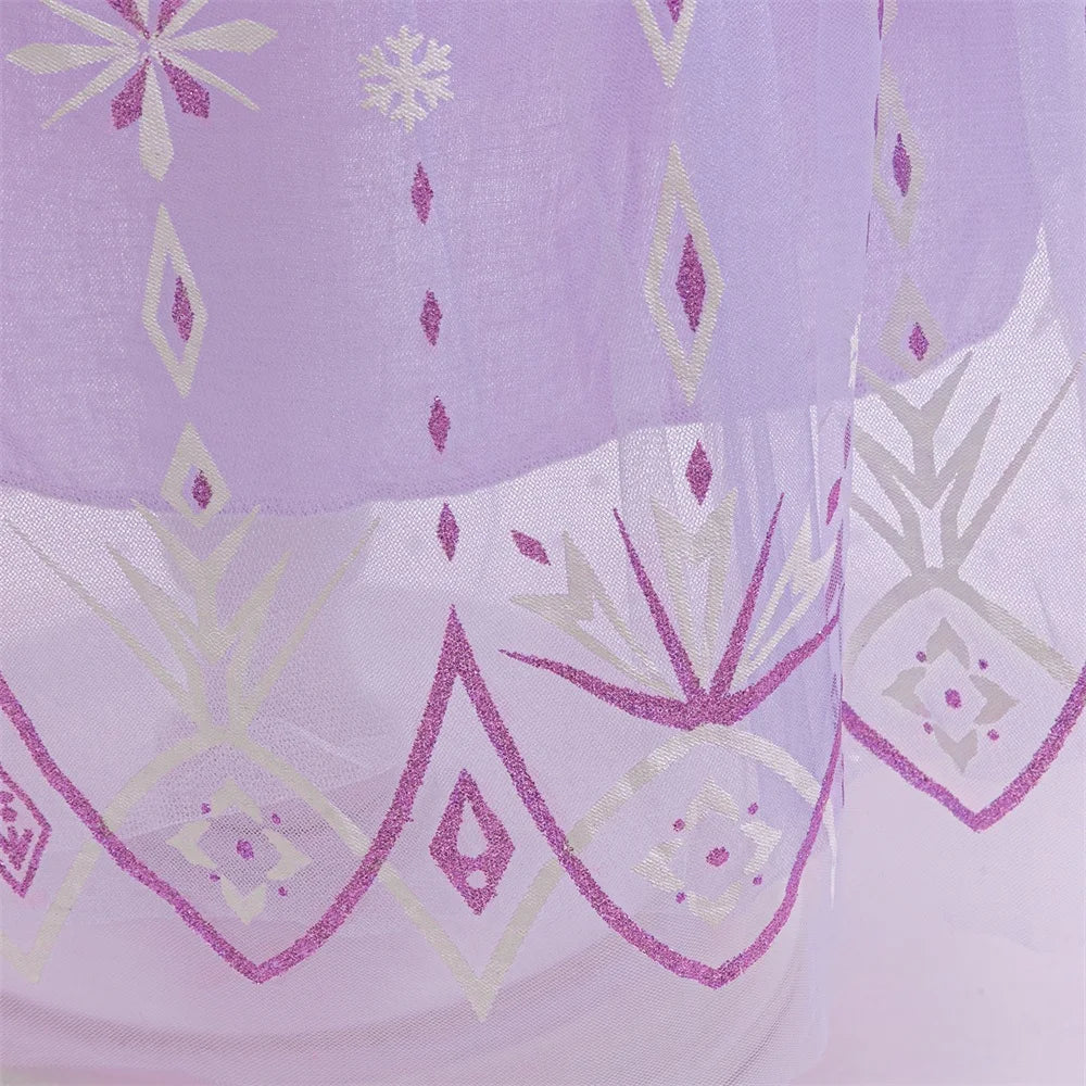 Vestido de Princesa do Gelo Roxo com Paetês