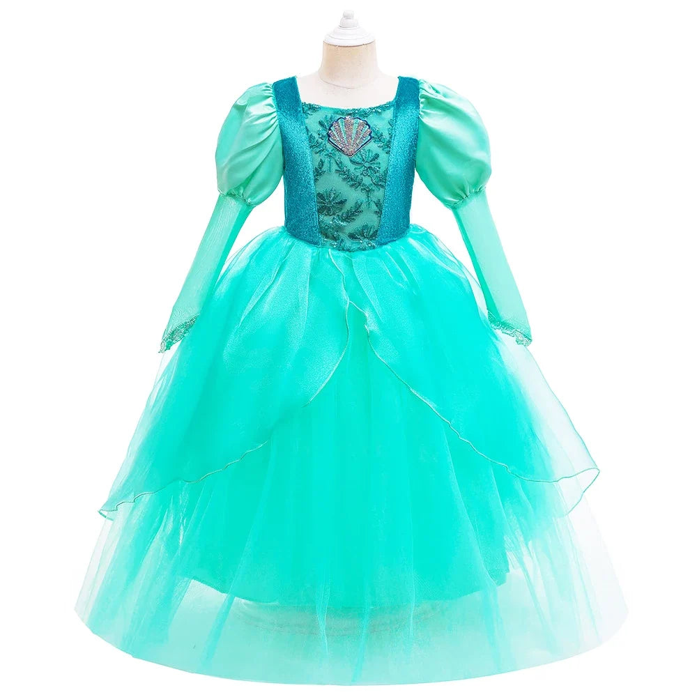 Fantasia Princesa Pérola do Oceano Infantil Verde Água