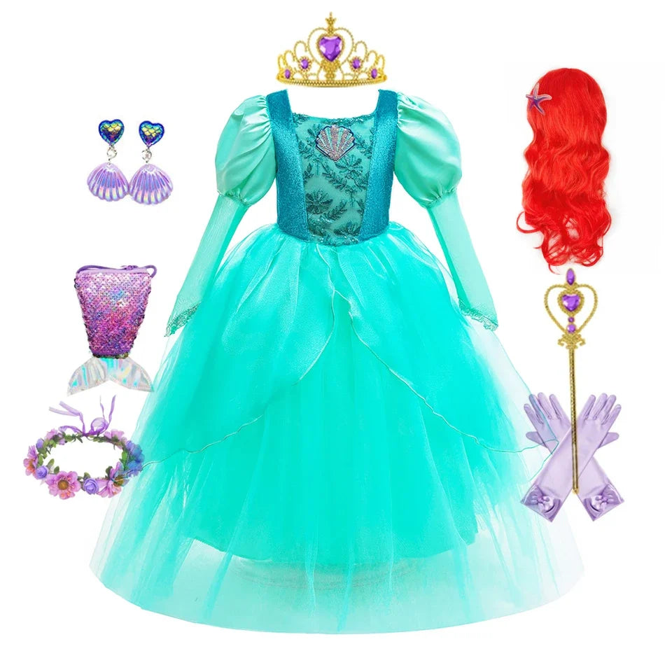 Fantasia Princesa Pérola do Oceano Infantil Verde Água